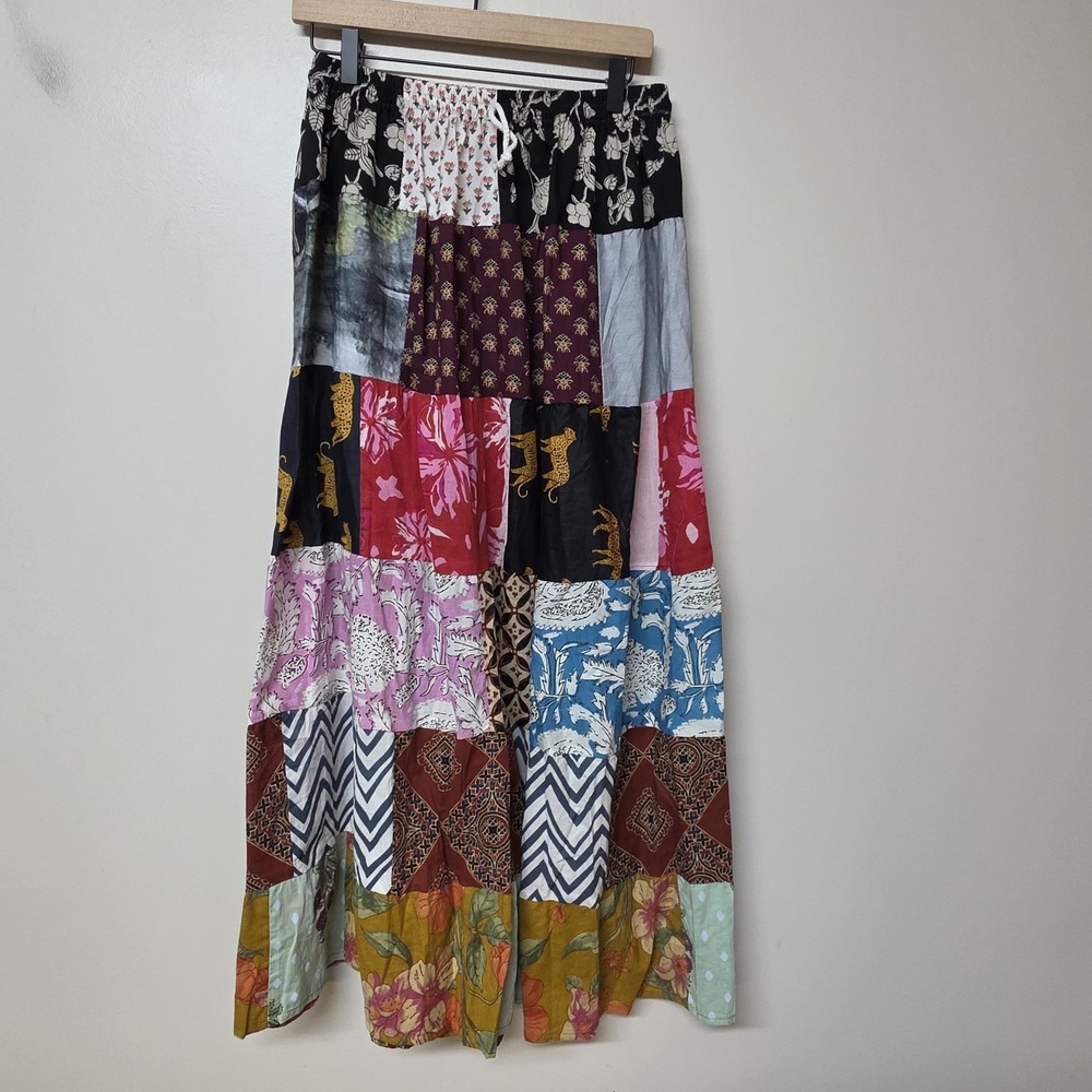 Ashley Taylor Patchwork Maxi Skirt One Size Cotton Boho Floral Cottagecore